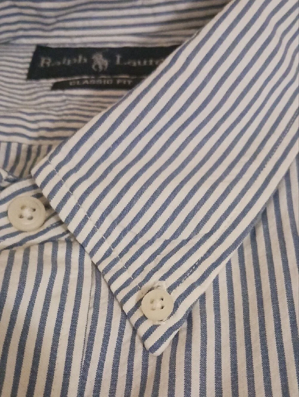 Polo by Ralph Lauren Mens Blue/White Striped Button-Down Shirt 3XLT EUC